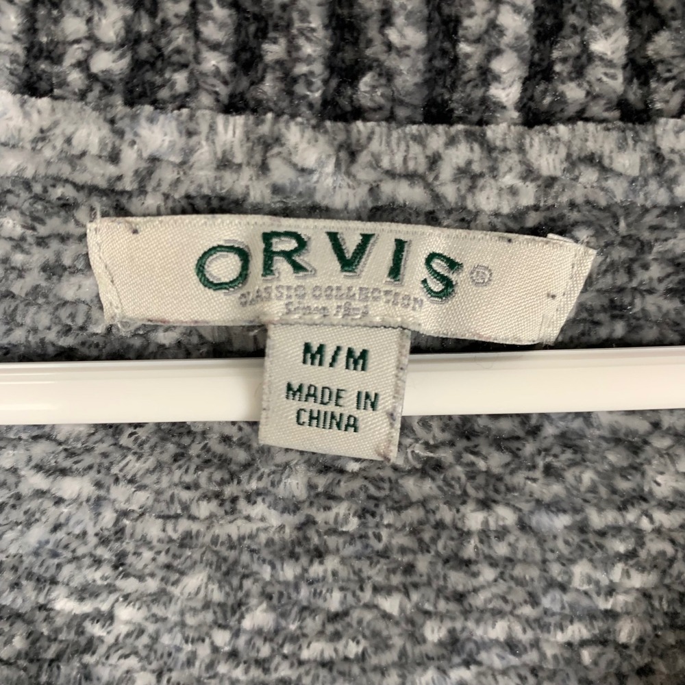 ORVIS V Neck Chenille‎ Sweater Women M Gray Soft Cozy Split Hem Tunic Classic - Picture 5 of 12